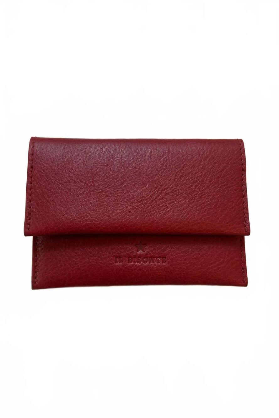 NEW IL BISONTE women's anna card case wallet in red